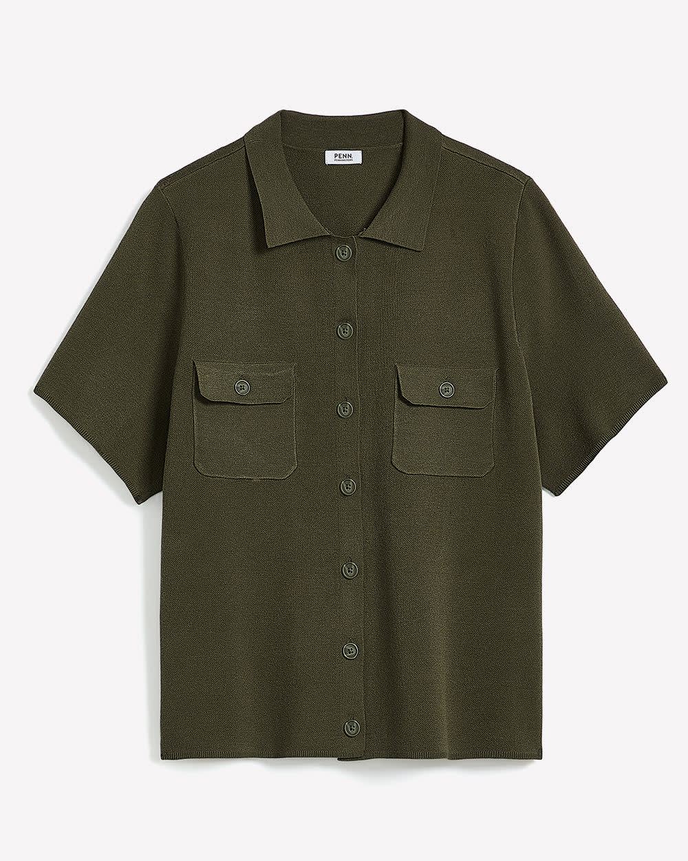 Short-Sleeve Cardigan Sweater - Addition Elle Ivy green 6 Short-Sleeve Cardigan Sweater - Addition Elle Ivy green