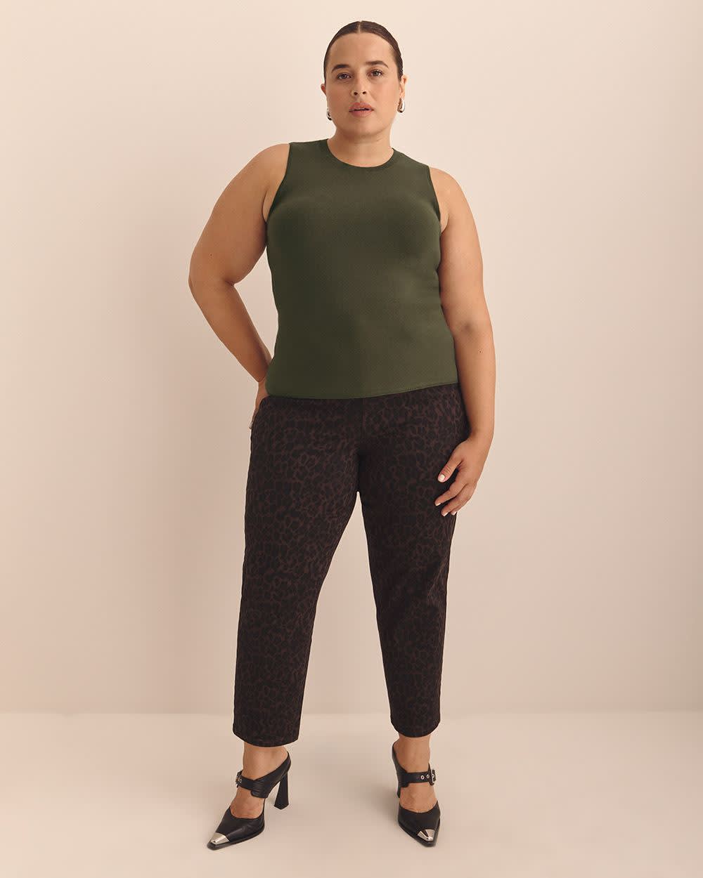 Crew Neck Sleeveless Sweater Tank - Addition Elle Ivy green