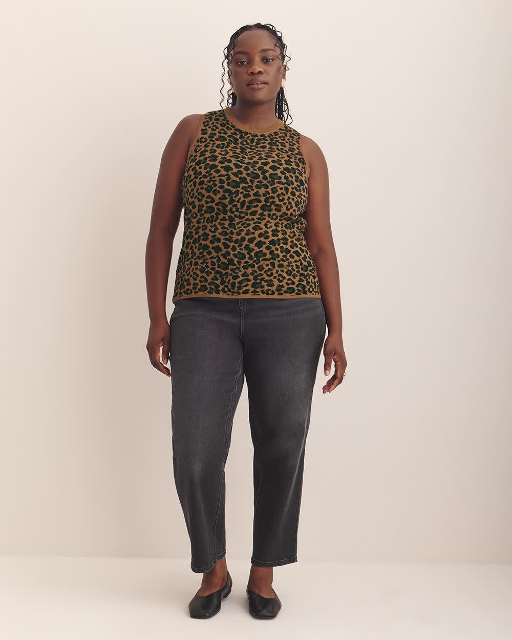 Crew Neck Sleeveless Sweater Tank - Addition Elle Toffee