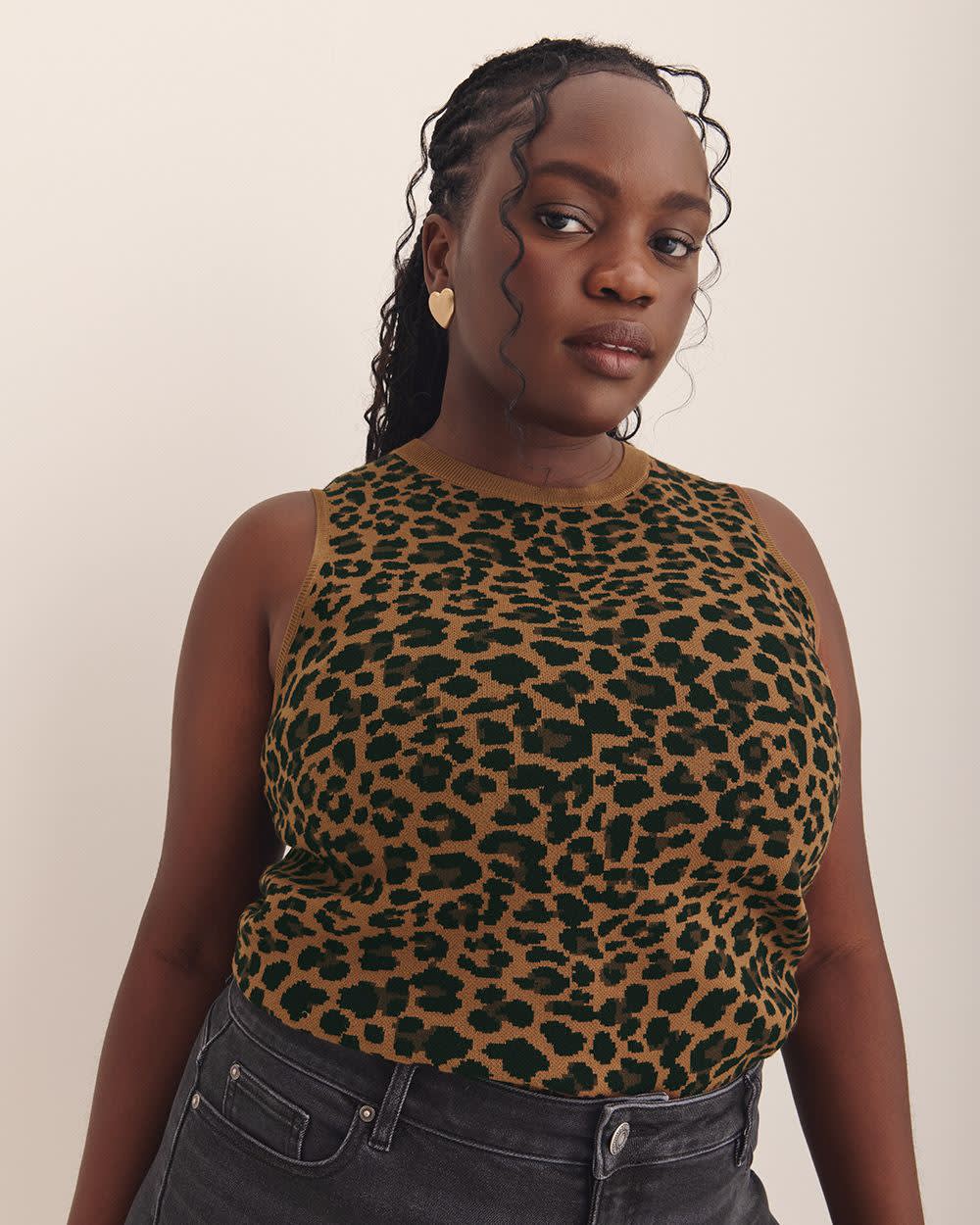 Crew Neck Sleeveless Sweater Tank - Addition Elle Toffee 5 Crew Neck Sleeveless Sweater Tank - Addition Elle Toffee