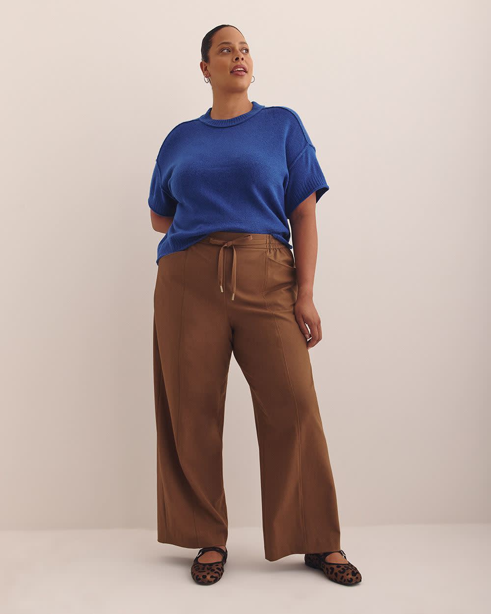 Relaxed Crewneck Short-Sleeve Sweater Sodalite blue