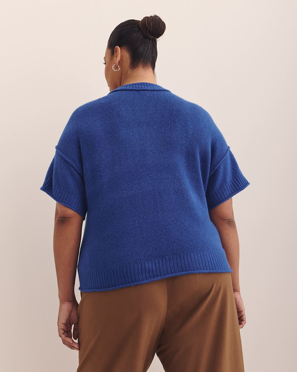 Relaxed Crewneck Short-Sleeve Sweater Sodalite blue