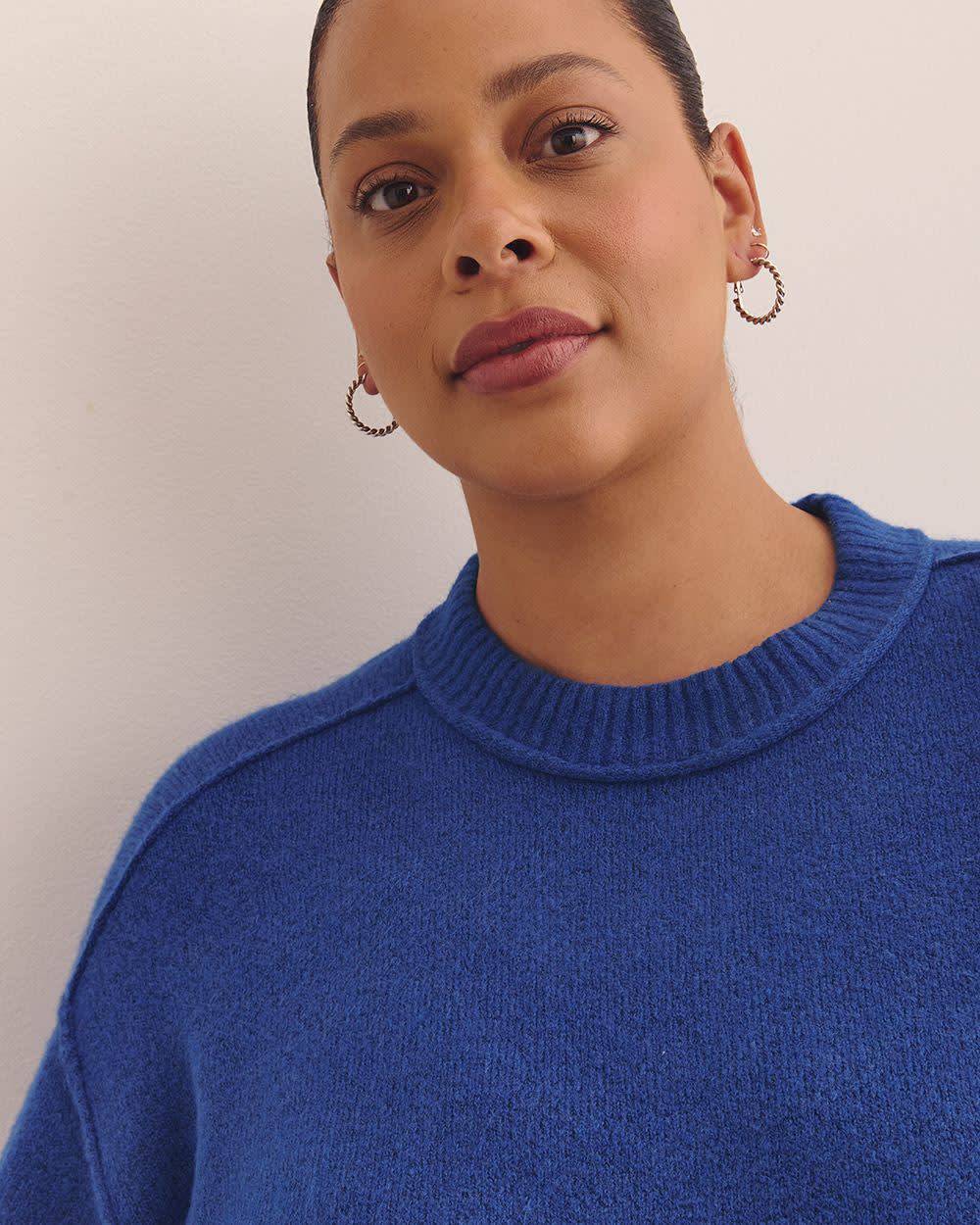 Relaxed Crewneck Short-Sleeve Sweater Sodalite blue