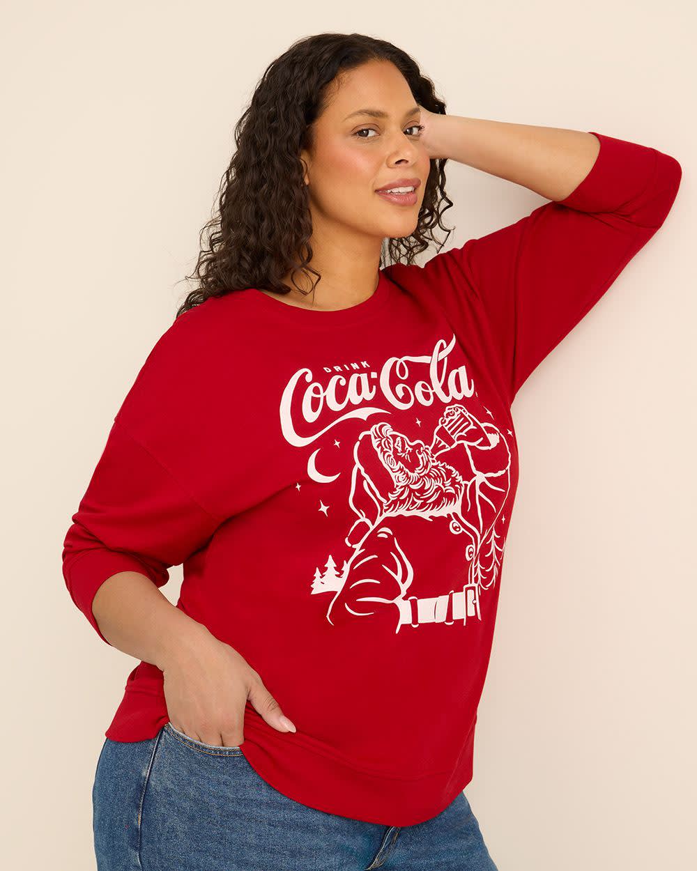 Red Crewneck Sweatshirt with Holiday Coca-Cola Print Red Coca Cola 4 Red Crewneck Sweatshirt with Holiday Coca-Cola Print Red Coca Cola