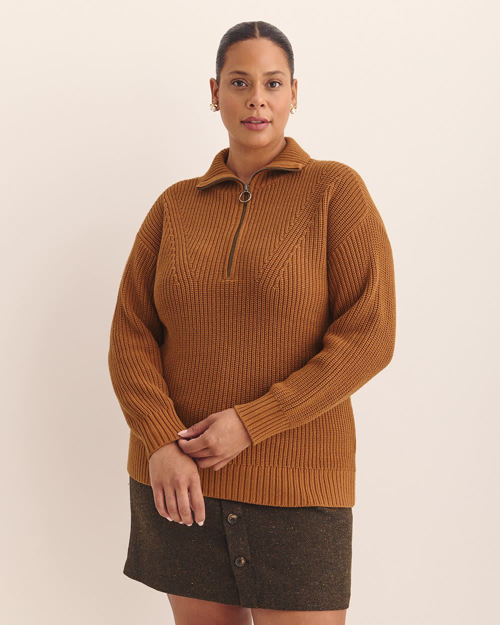 Half-Zip Knit Sweater Sorrel horse mix