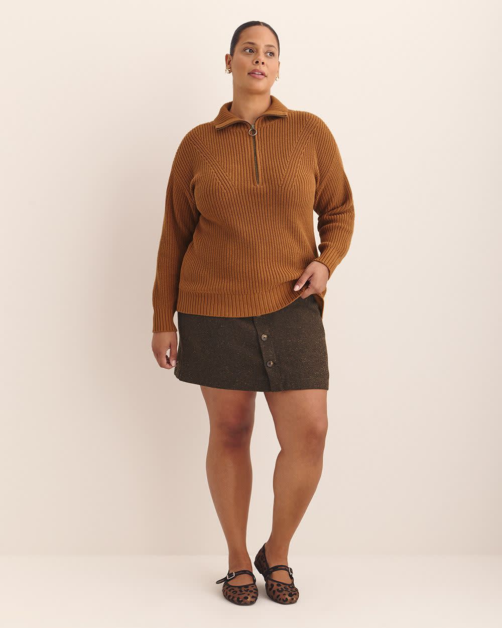 Half-Zip Knit Sweater Sorrel horse mix