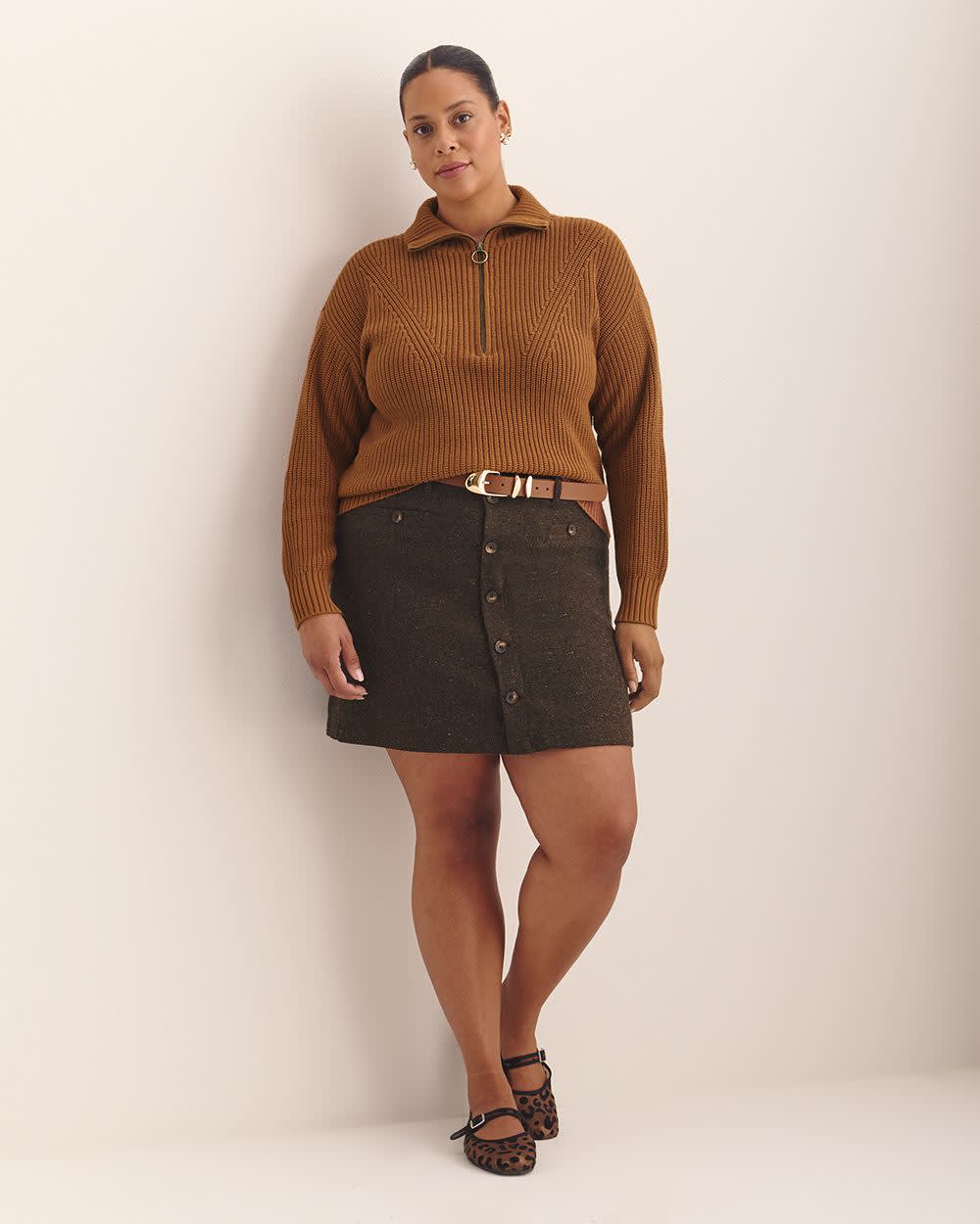 Half-Zip Knit Sweater Sorrel horse mix