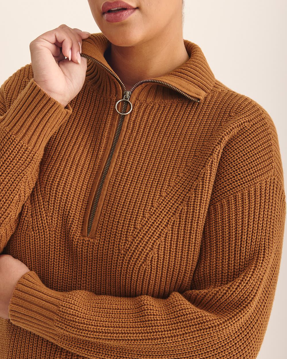 Half-Zip Knit Sweater Sorrel horse mix