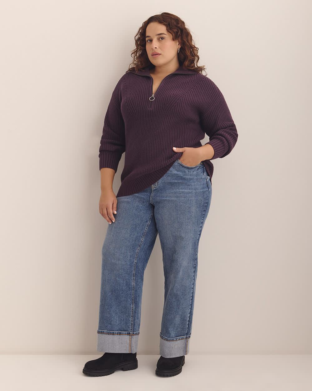Half-Zip Knit Sweater Plum perfect