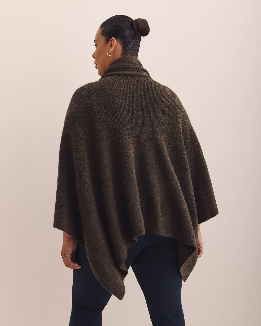 Brown Knitted Cape with Scarf Coffee bean 3 Brown Knitted Cape with Scarf Coffee bean
