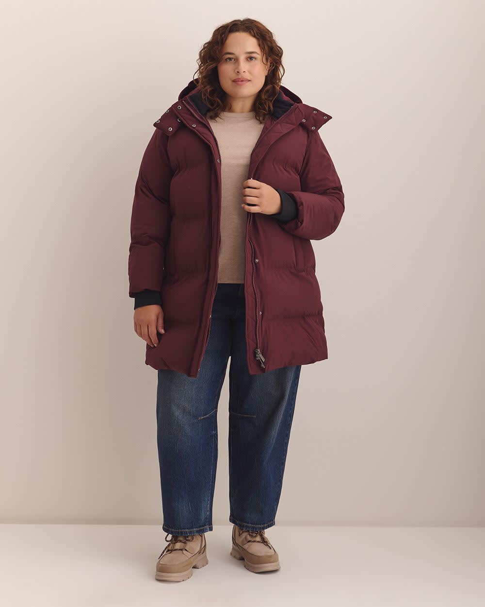 Hooded Stretch Puffer Jacket Port royale
