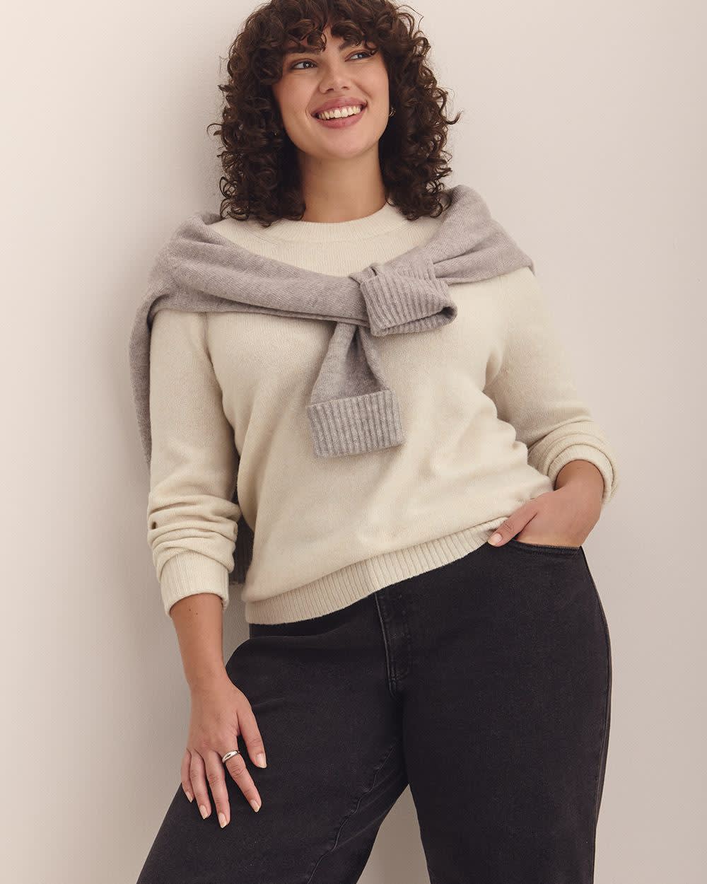 Glitzy Crewneck Sweater Snow White Mix