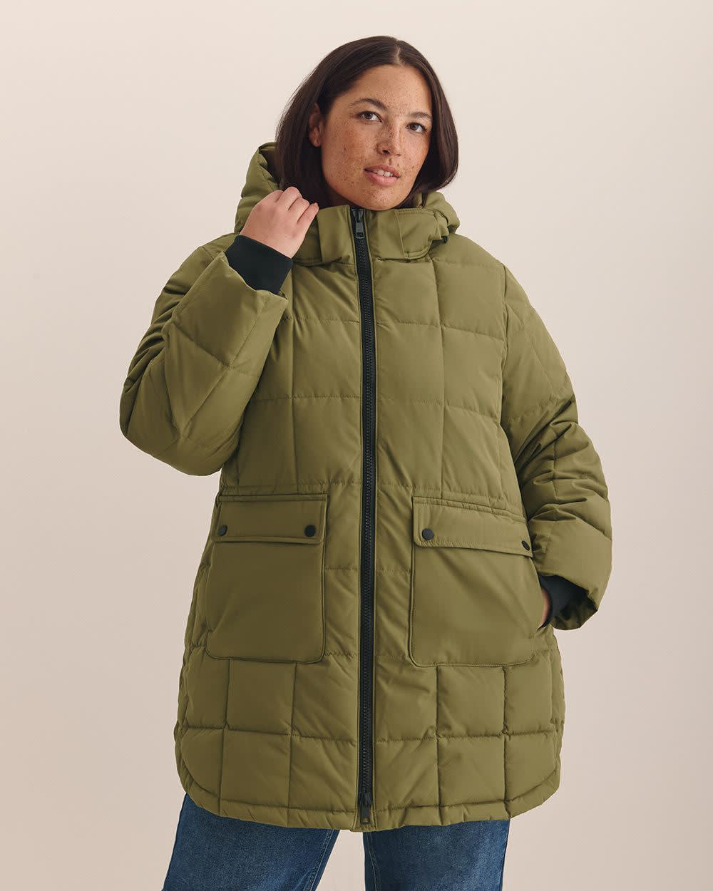 Ripstop Parka Jacket with Removable Hood Burnt olive
