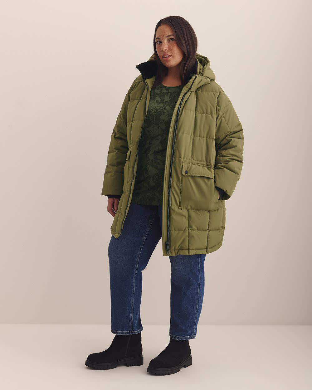 Ripstop Parka Jacket with Removable Hood Burnt olive