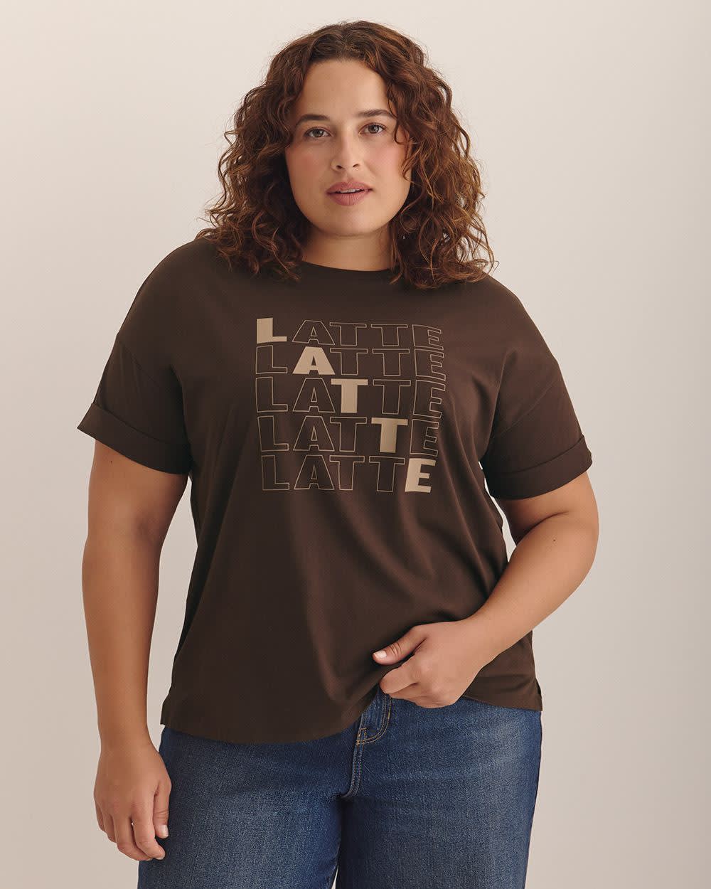 Boxy Crewneck T-shirt - PENN. Essentials Coffee bean printed 4 Boxy Crewneck T-shirt - PENN. Essentials Coffee bean printed