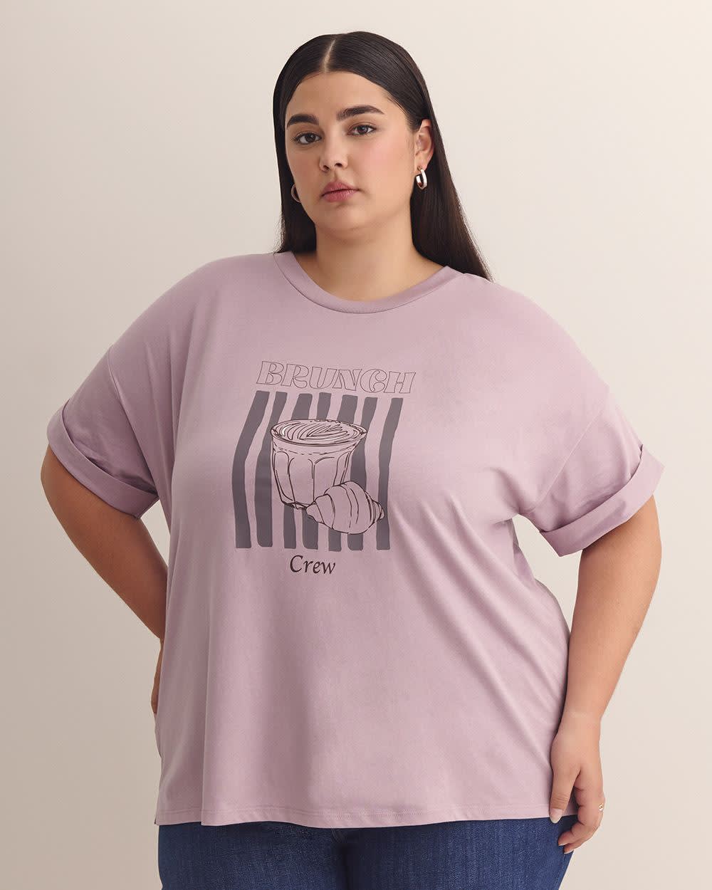 Boxy Crewneck T-shirt - PENN. Essentials Cognac