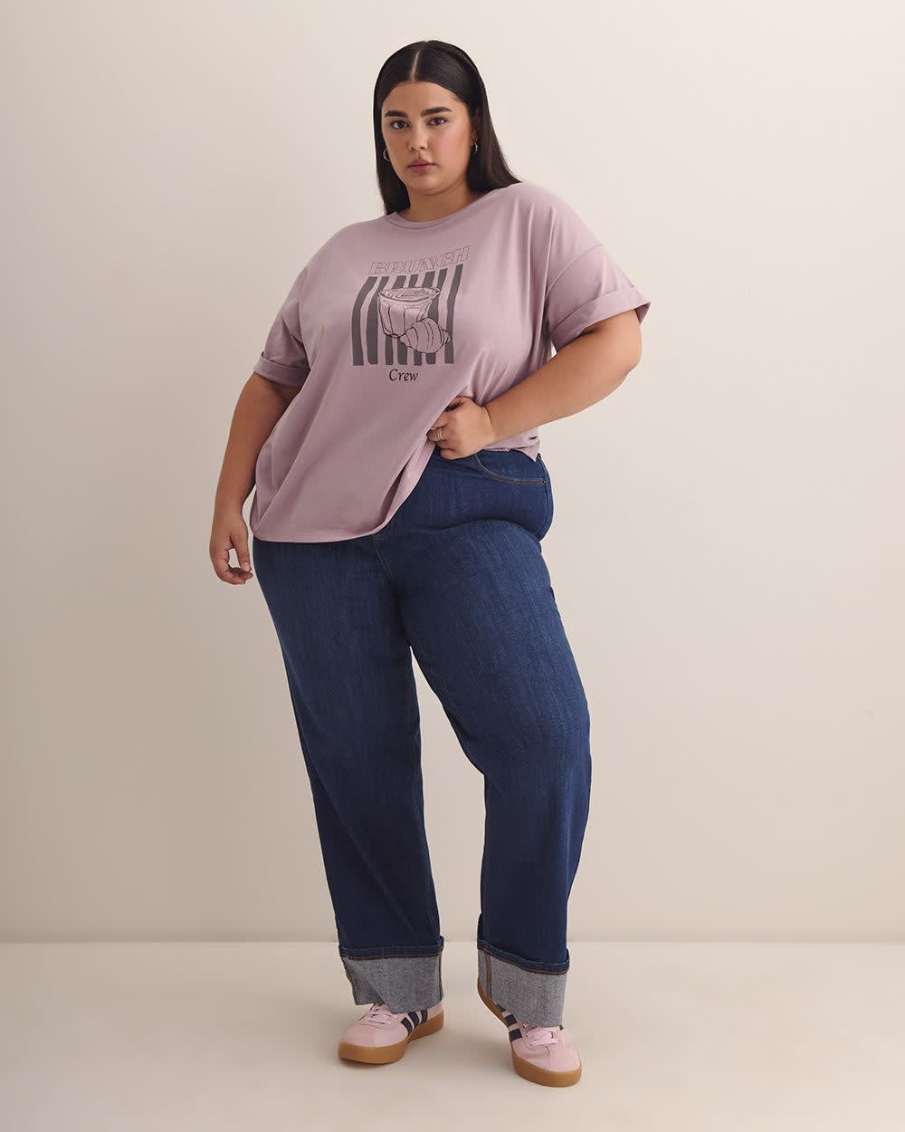 Boxy Crewneck T-shirt - PENN. Essentials Cognac