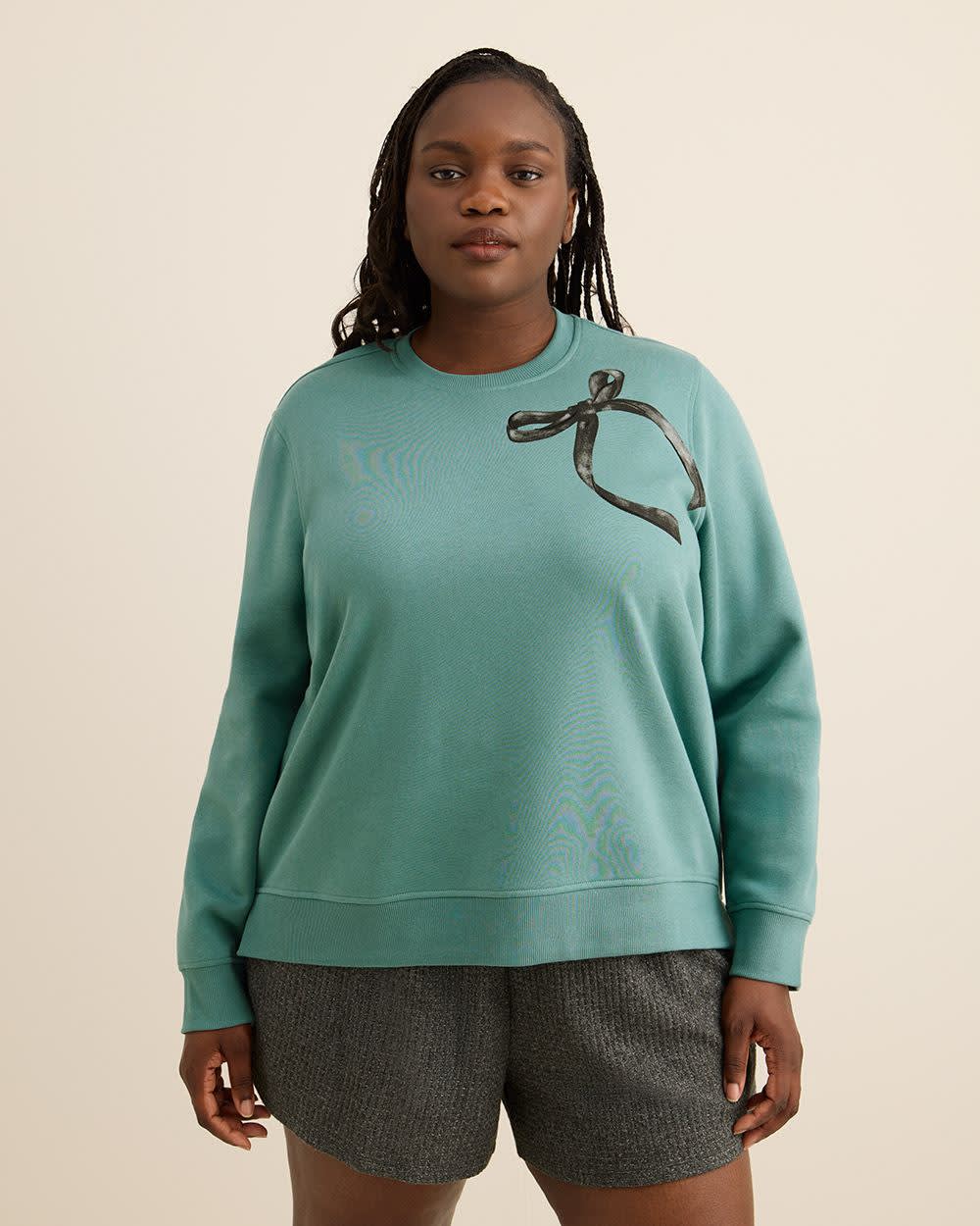 Fleece Crewneck Sweatshirt Trellis printed 1 Fleece Crewneck Sweatshirt Trellis printed