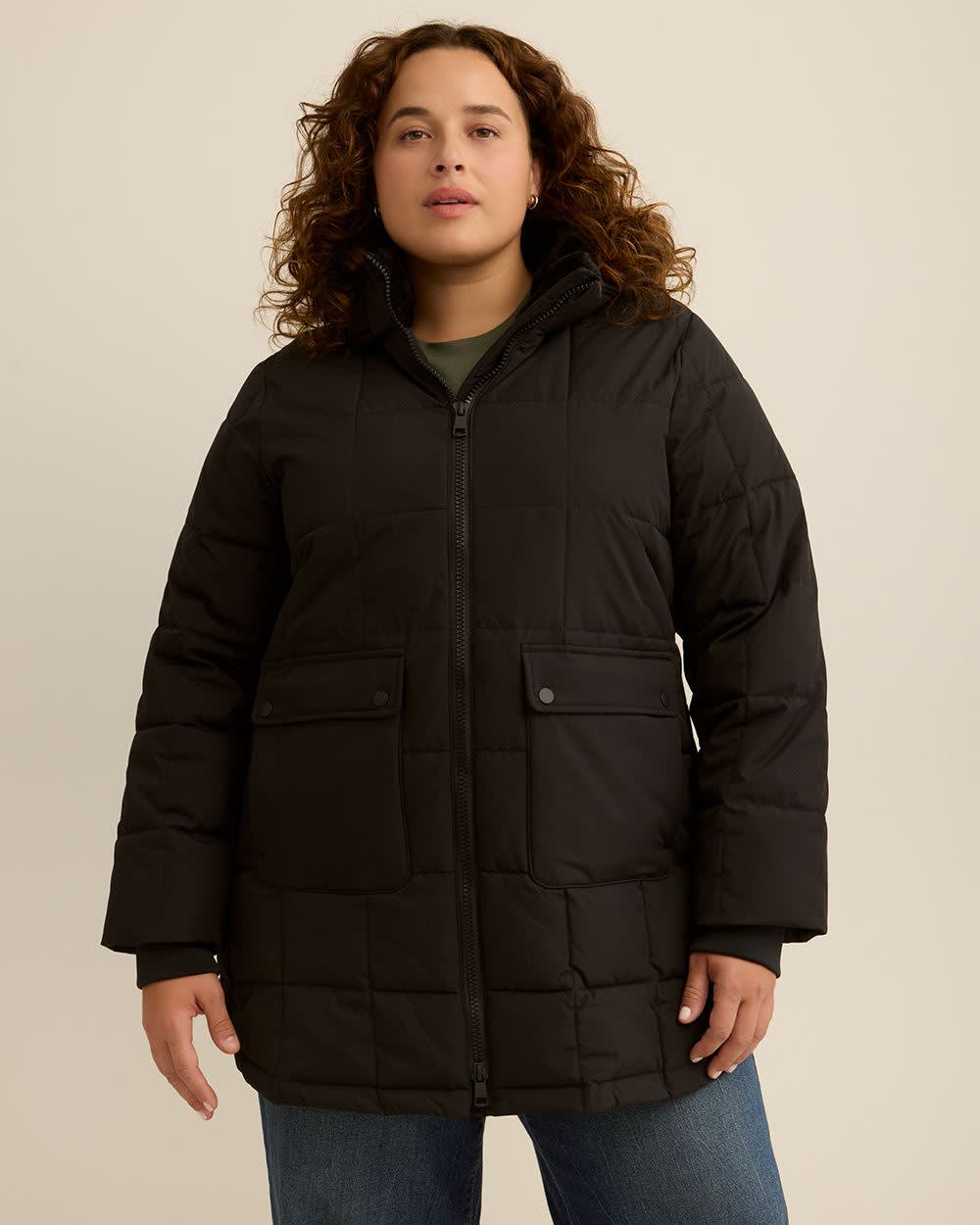 Ripstop Parka Jacket with Removable Hood Black