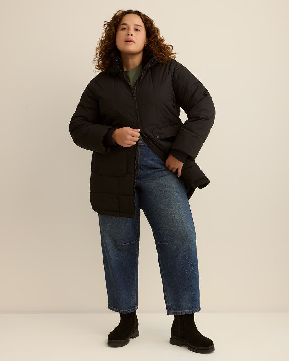 Ripstop Parka Jacket with Removable Hood Black