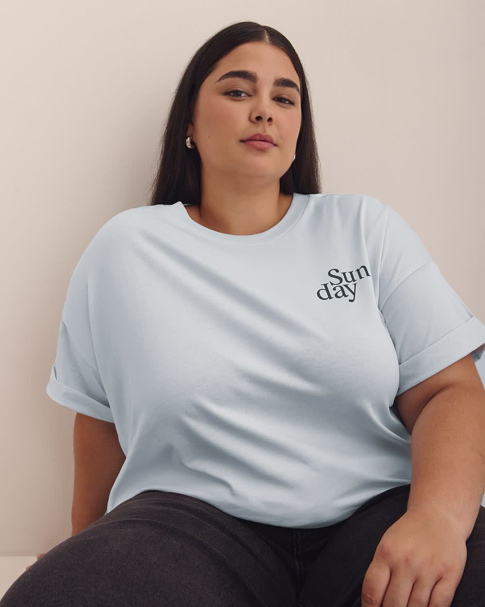 Boxy Crewneck T-shirt - PENN. Essentials Arctic ice printed