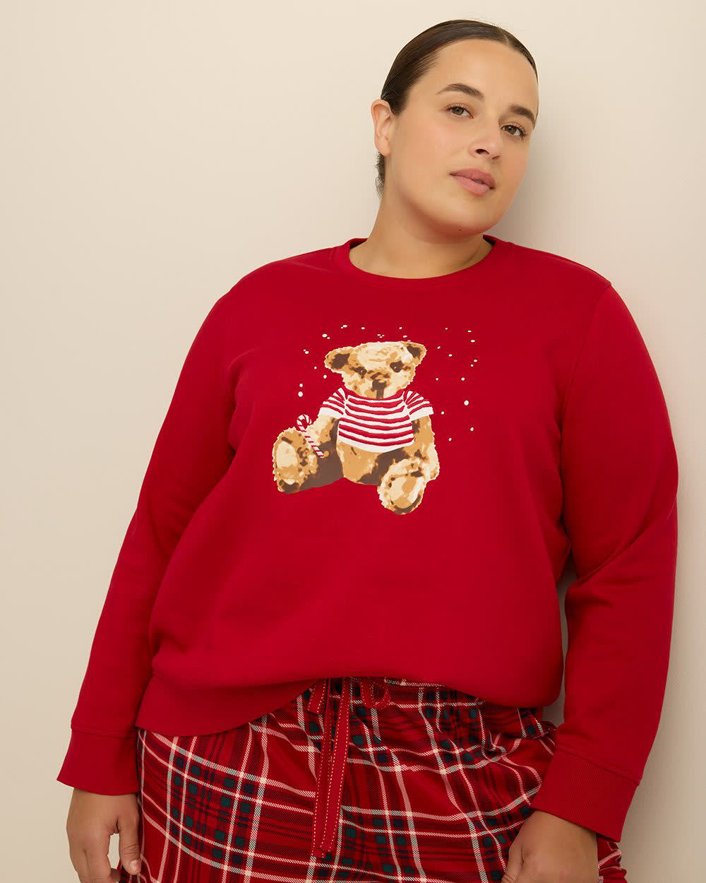Fleece Crewneck Sweatshirt Savvy red printed 1 Fleece Crewneck Sweatshirt Savvy red printed