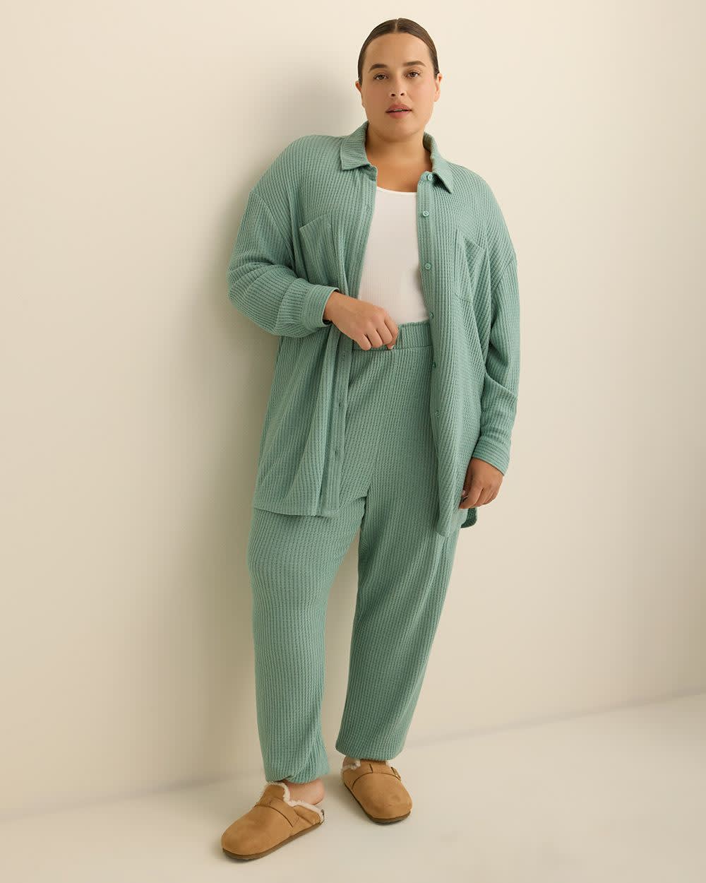 Brushed Waffle Knit Jogger Pants - ti Voglio Trellis mix