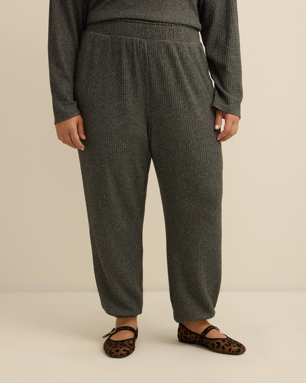 Brushed Waffle Knit Jogger Pants - ti Voglio Dark grey