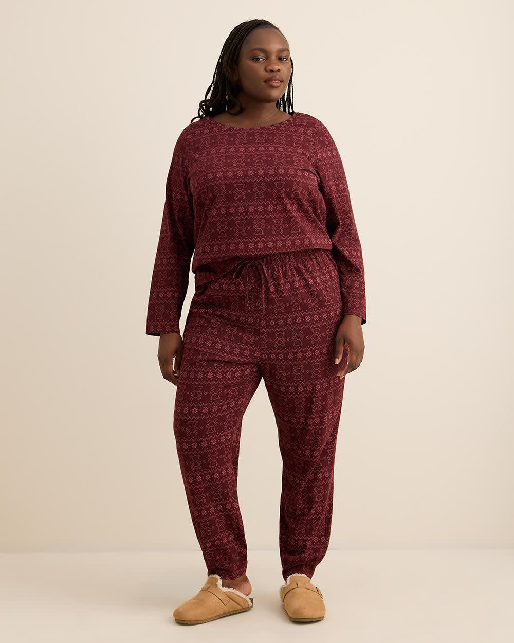 Bear Fair Isle Print Knit Long-Sleeve Tee and Jogger Pant Pyjama Set - ti Voglio Port royale printed
