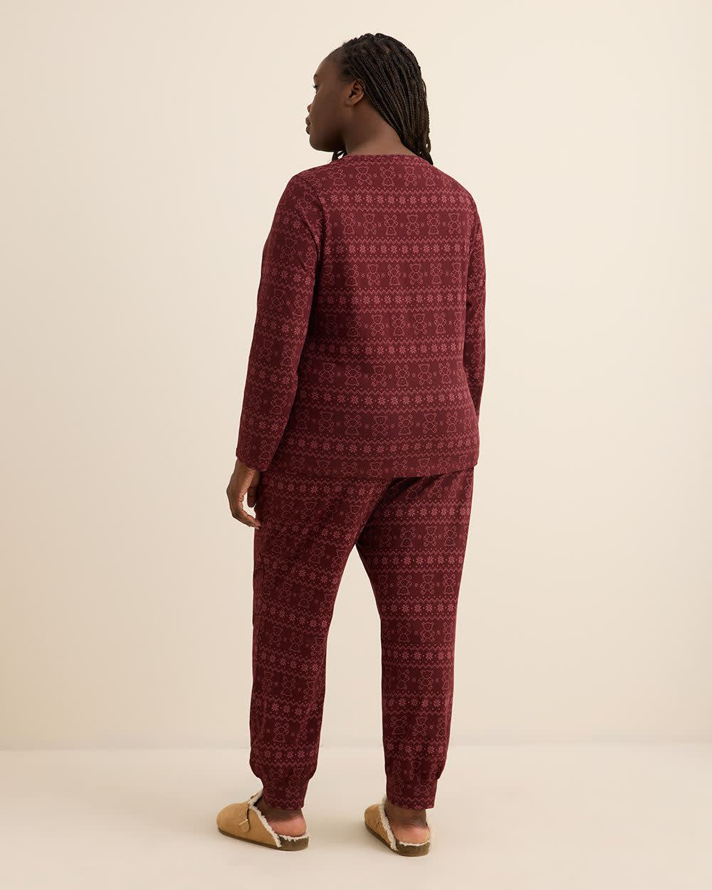 Bear Fair Isle Print Knit Long-Sleeve Tee and Jogger Pant Pyjama Set - ti Voglio Port royale printed