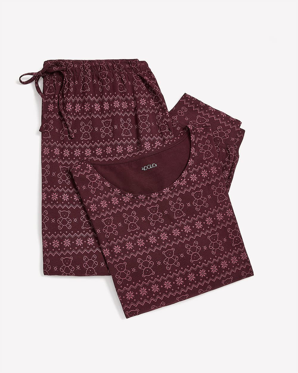 Bear Fair Isle Print Knit Long-Sleeve Tee and Jogger Pant Pyjama Set - ti Voglio Port royale printed