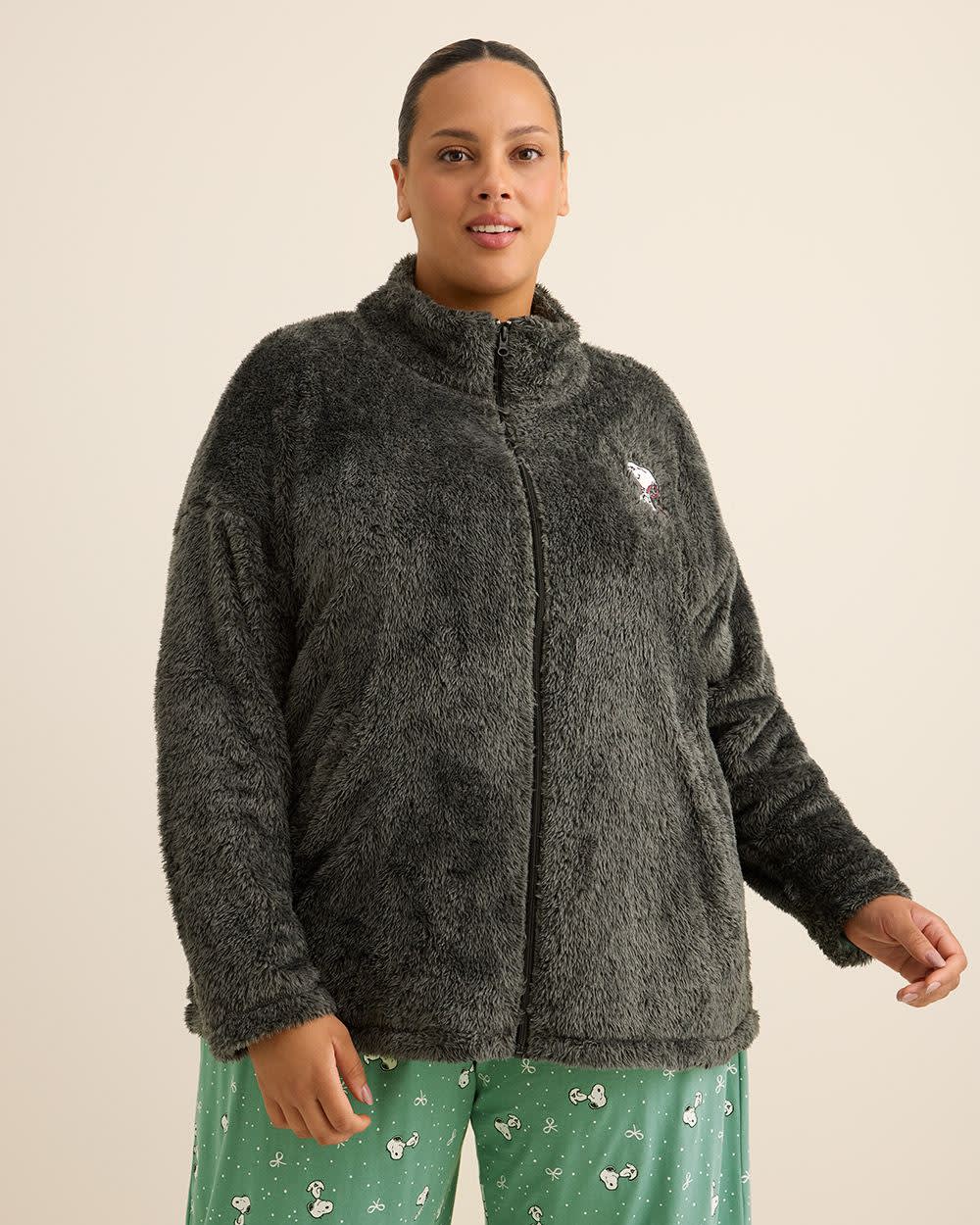 Grey Plush Snoopy Jacket - ti Voglio Light Grey Mix-