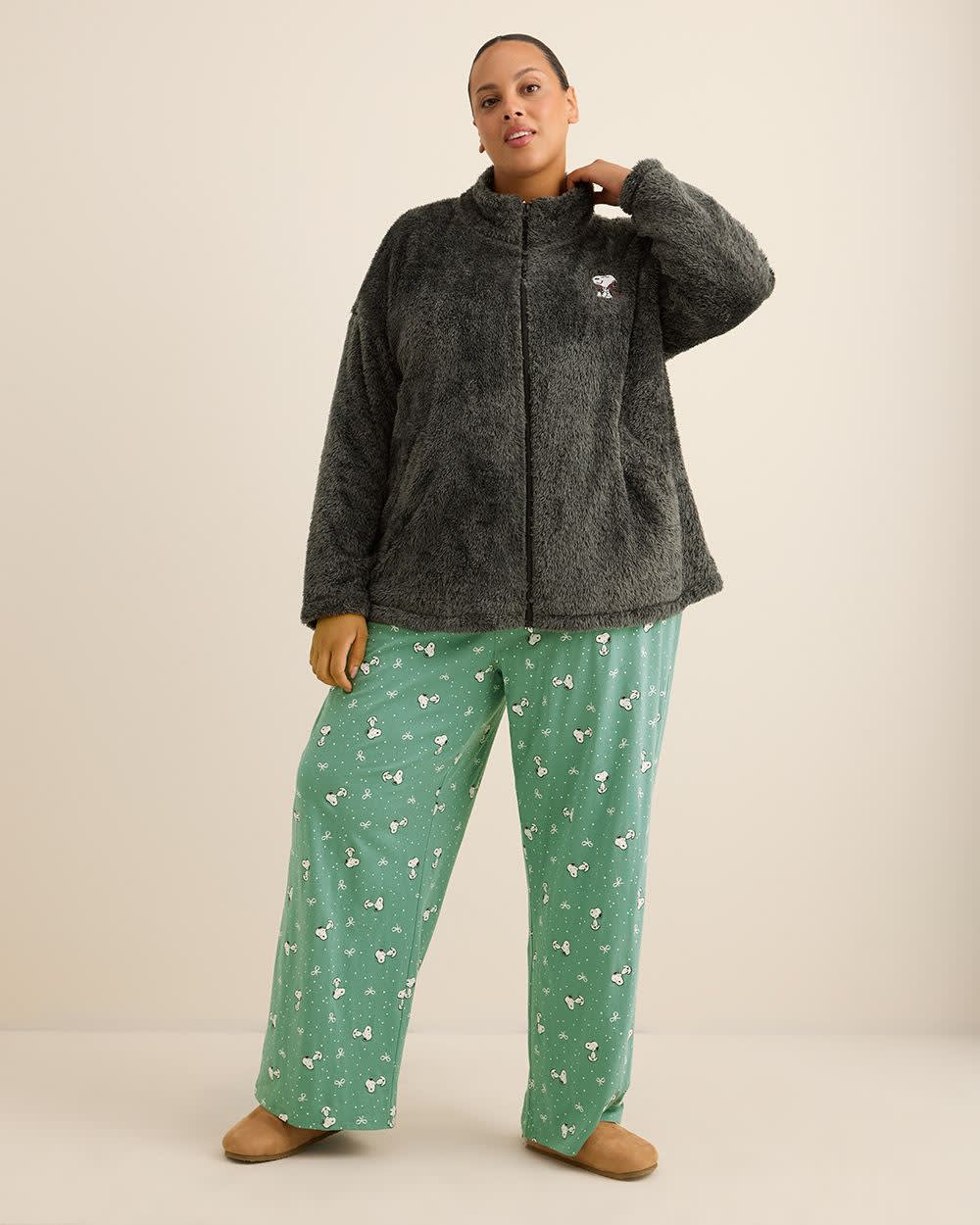 Grey Plush Snoopy Jacket - ti Voglio Light Grey Mix-