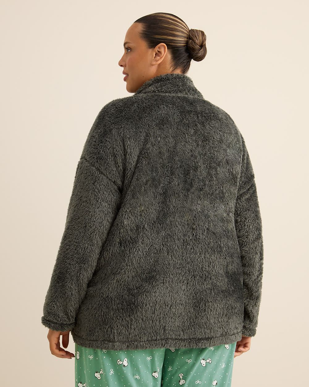 Grey Plush Snoopy Jacket - ti Voglio Light Grey Mix- 3 Grey Plush Snoopy Jacket - ti Voglio Light Grey Mix-