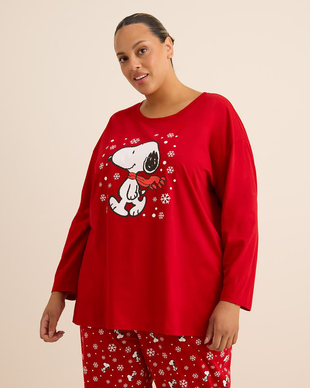 Red Snoopy Long-Sleeve Pyjama T-Shirt - ti Voglio Savvy Red