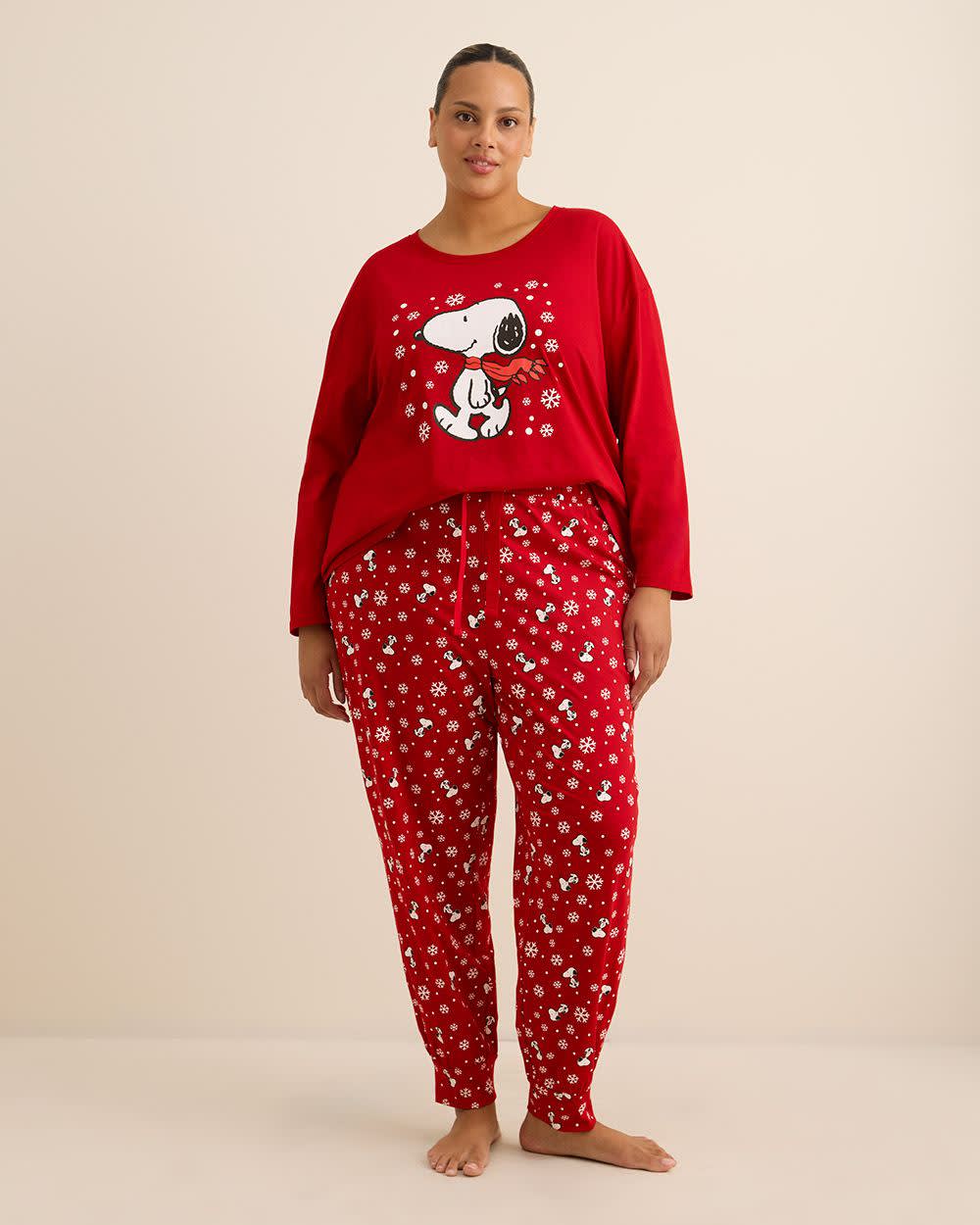 Red Snoopy Long-Sleeve Pyjama T-Shirt - ti Voglio Savvy Red