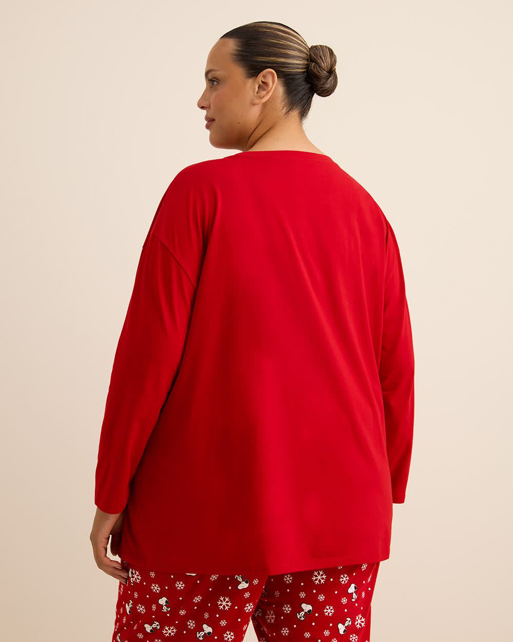 Red Snoopy Long-Sleeve Pyjama T-Shirt - ti Voglio Savvy Red