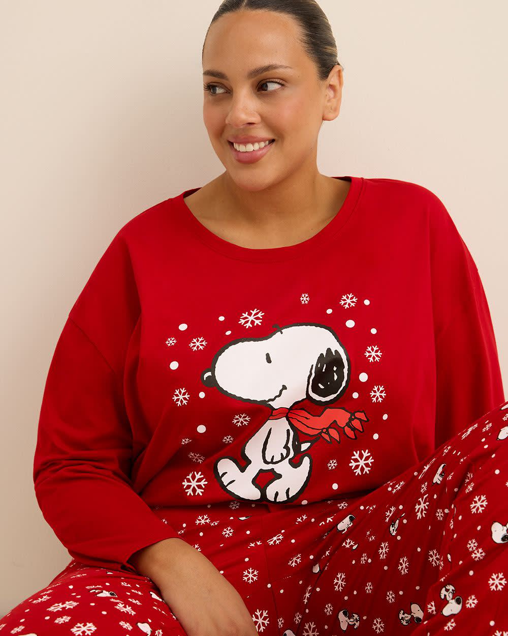 Red Snoopy Long-Sleeve Pyjama T-Shirt - ti Voglio Savvy Red