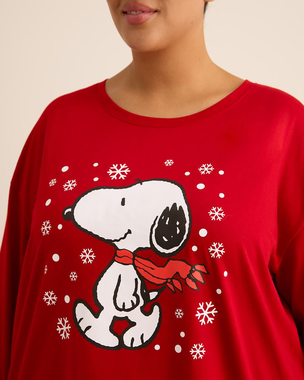 Red Snoopy Long-Sleeve Pyjama T-Shirt - ti Voglio Savvy Red