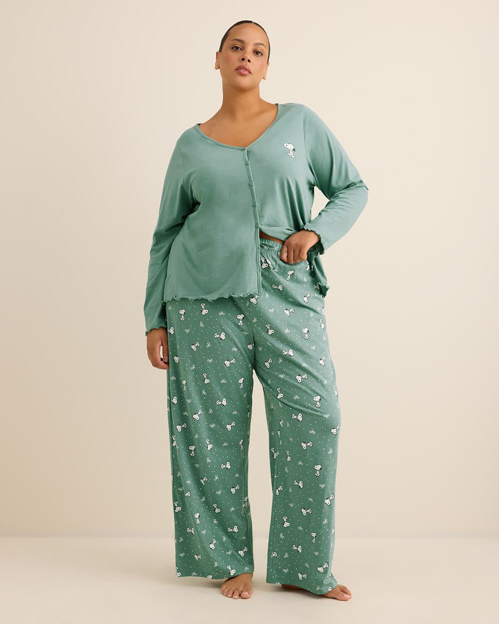 Snoopy Wide-Leg Pyjama Pant - ti Voglio Trellis printed 1 Snoopy Wide-Leg Pyjama Pant - ti Voglio Trellis printed