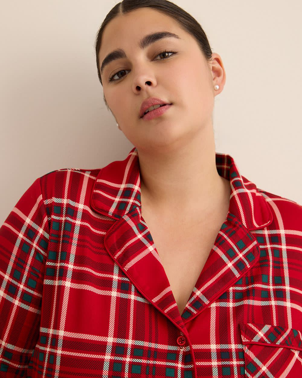 Red Plaid Brushed Pyjama Set - ti Voglio Savvy red printed 5 Red Plaid Brushed Pyjama Set - ti Voglio Savvy red printed
