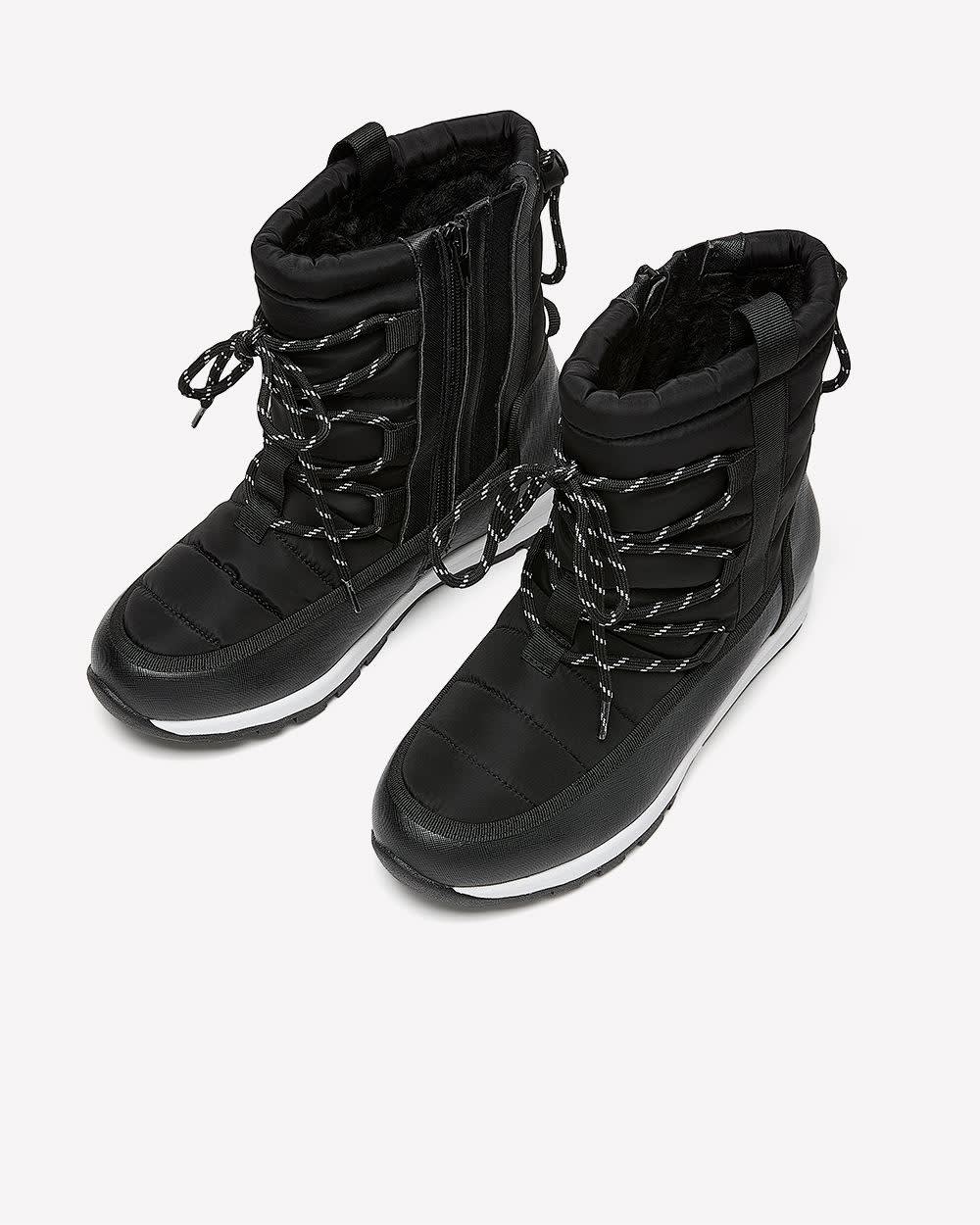 Extra Wide Width, Black Lace-Up Quilted Winter Boot Black 4 Extra Wide Width, Black Lace-Up Quilted Winter Boot Black