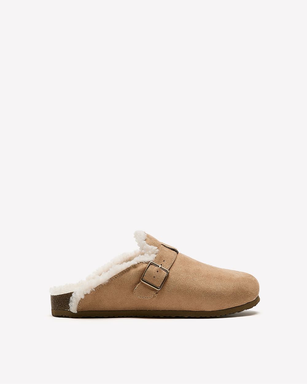 Extra-Wide Width, Faux-Suede Clog with Sherpa Lining Sand 1 Extra-Wide Width, Faux-Suede Clog with Sherpa Lining Sand