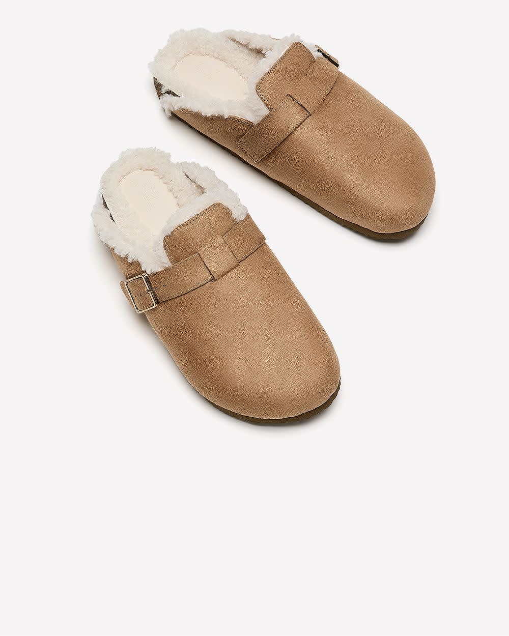 Extra-Wide Width, Faux-Suede Clog with Sherpa Lining Sand 4 Extra-Wide Width, Faux-Suede Clog with Sherpa Lining Sand