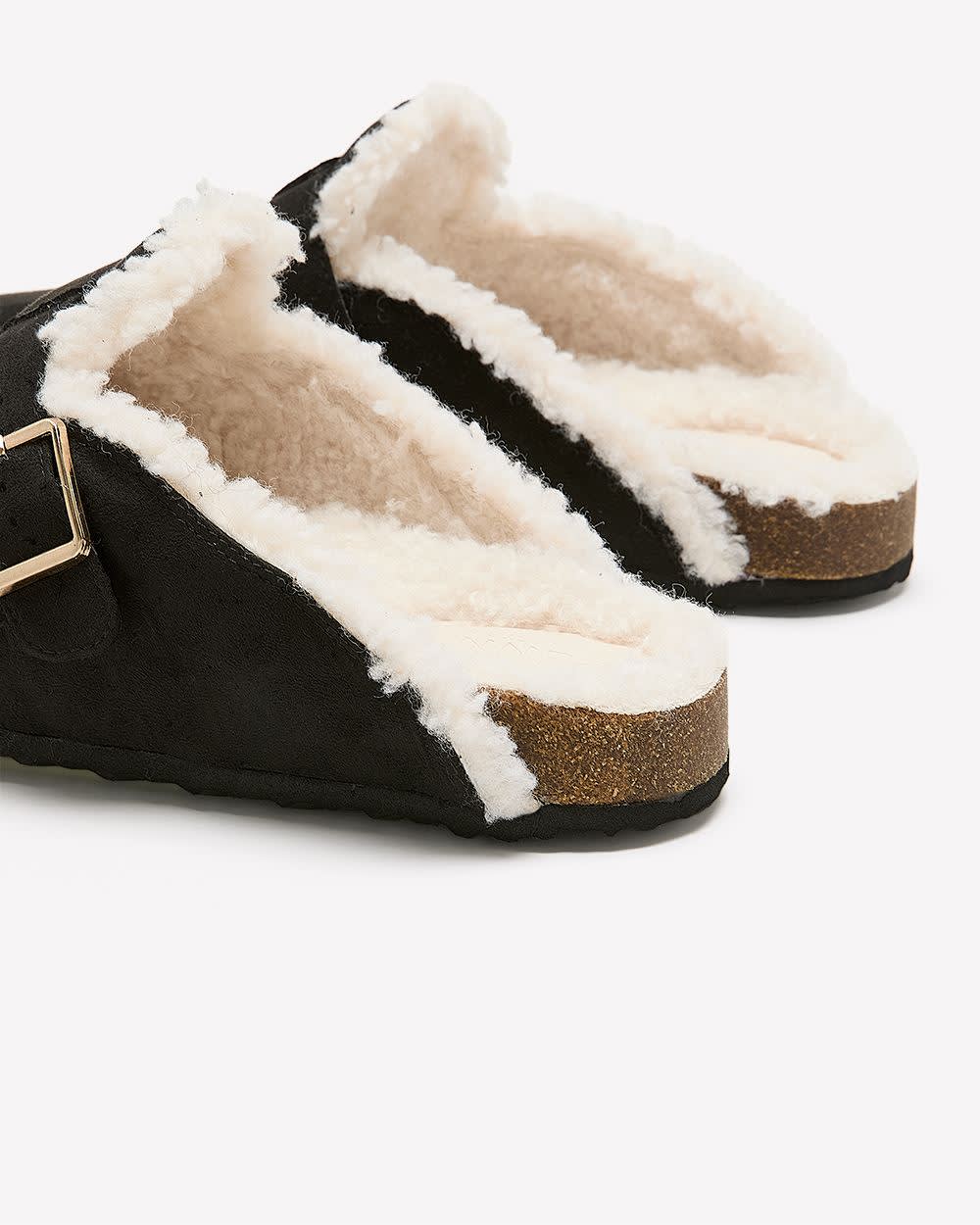 Extra-Wide Width, Faux-Suede Clog with Sherpa Lining Black