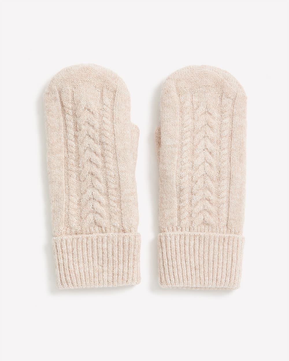 Cable Knit Mittens with Fleece Lining Oatmeal 1 Cable Knit Mittens with Fleece Lining Oatmeal