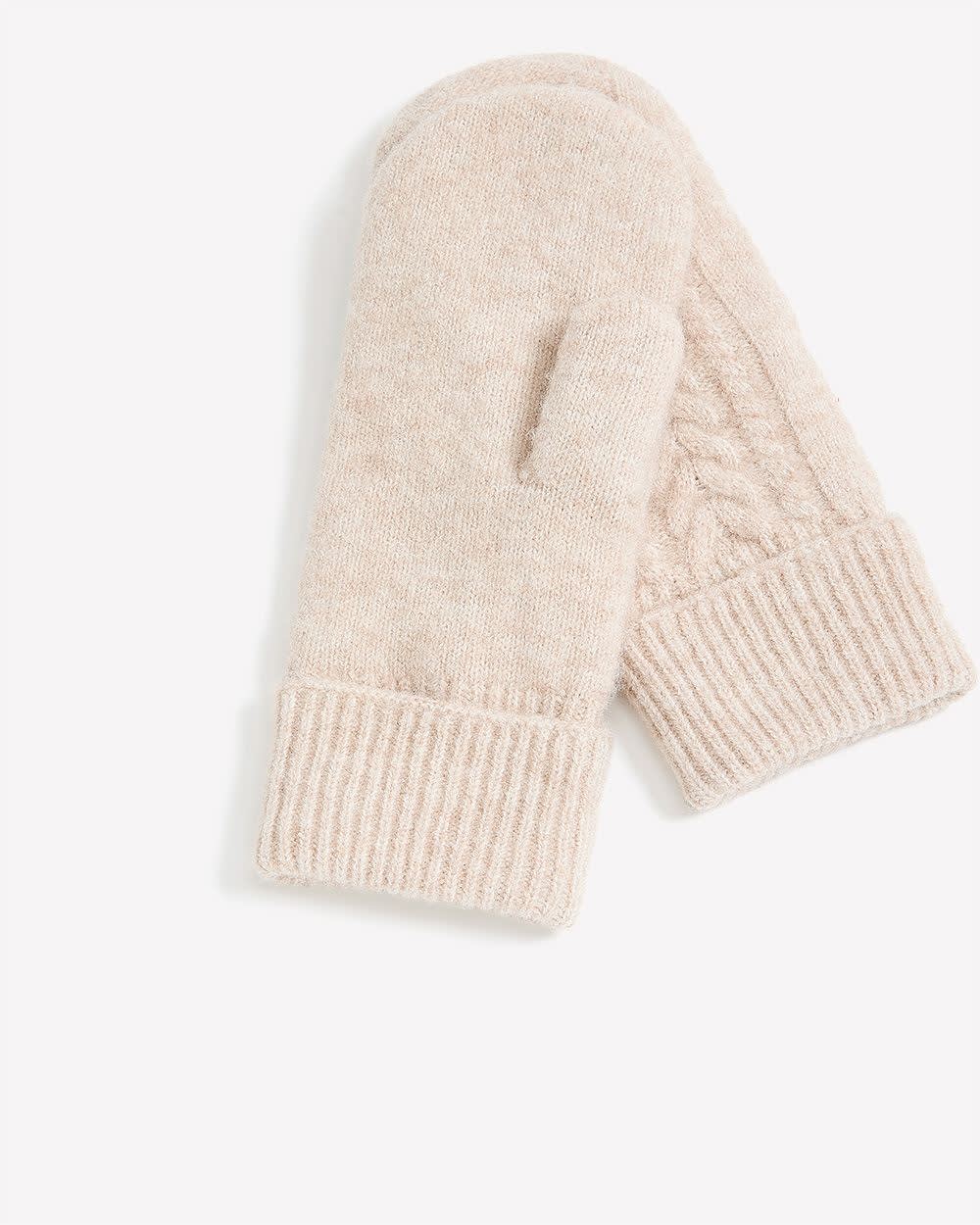 Cable Knit Mittens with Fleece Lining Oatmeal 3 Cable Knit Mittens with Fleece Lining Oatmeal