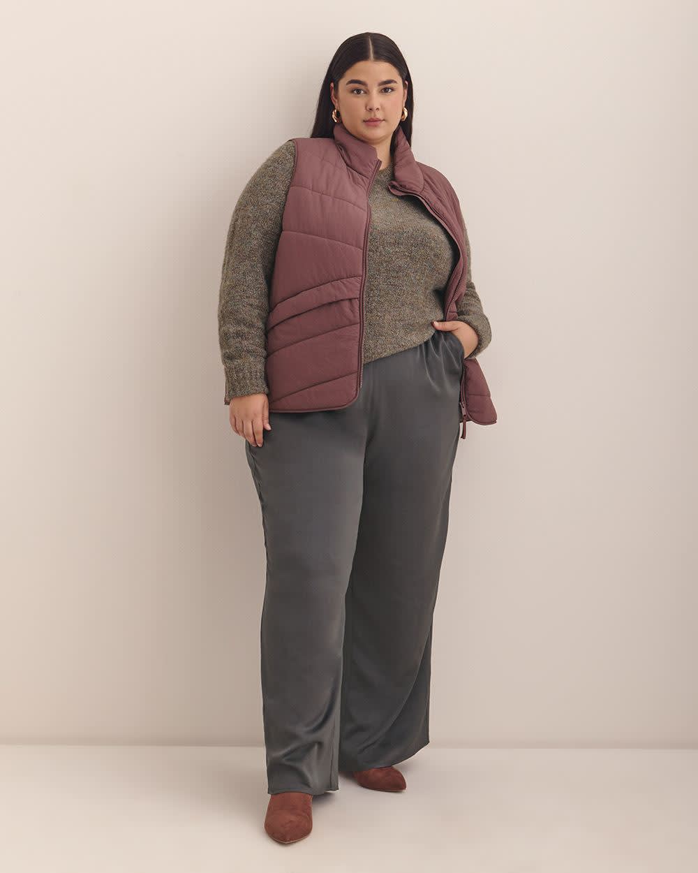 Responsible, Puffer Vest Plum wine