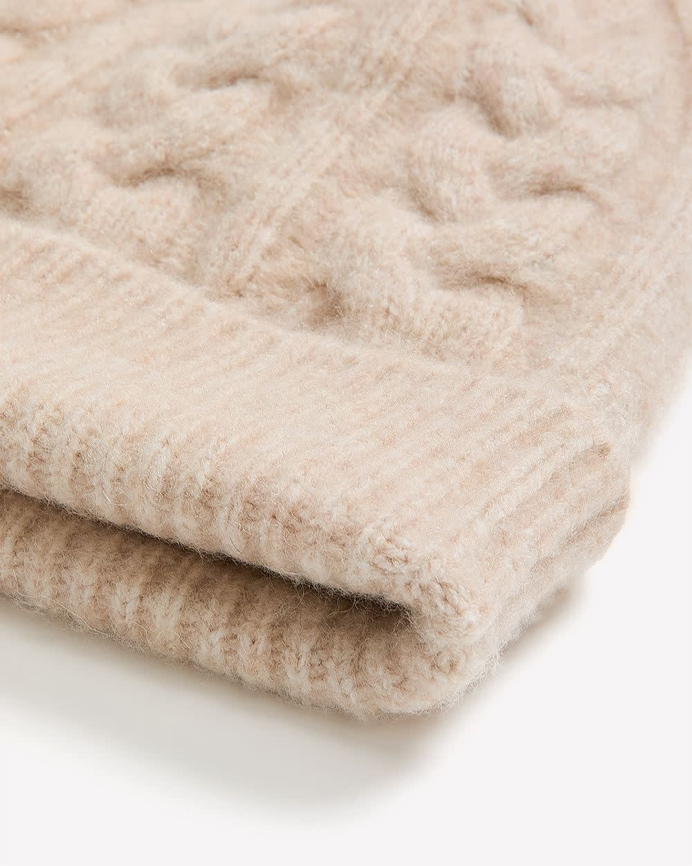 Pompom Cable Knit Beanie Oatmeal 2 Pompom Cable Knit Beanie Oatmeal