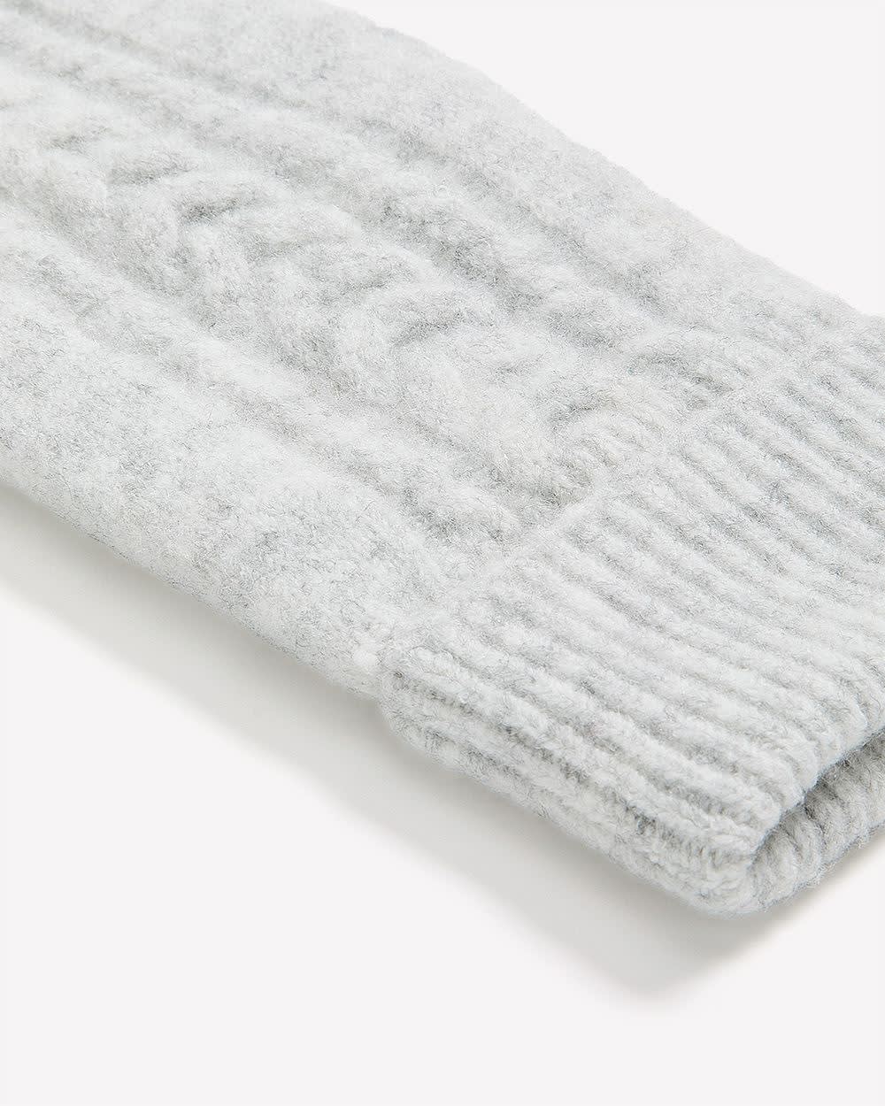 Cable Knit Mittens with Fleece Lining Light grey